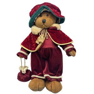 Christmas russ bear plush standing guinevere victorian red brown velvet READ
